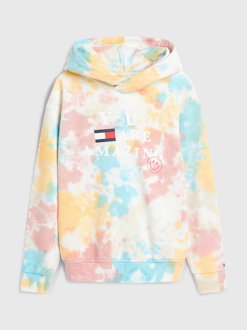 Fiú Tommy Hilfiger Tie-Dye Popover Hoodies Színes | HU 2119PJJ